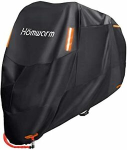 ブラック 4XL Homwarm バイクカバー 300D厚手 防水 紫外線防止 盗難防止 収納バッグ付き (4XL, ブラック)