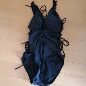  One-piece swimsuit black knitting cord back .. cosplay resort pool 