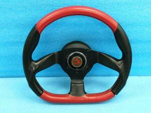 *CORSA Corsa D type steering gear steering wheel 350mm 35φ red black punching leather L880K Copen . use Boss attaching *90366764