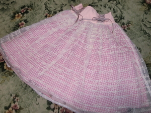 新品ａｘｅｓポエティック　アワピンク色　編み上げリボン　後ろリボン　メッセージ刺繍スカート