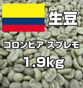 【コーヒー生豆】コロンビア スプレモ 1.9kg　 ※送料無料