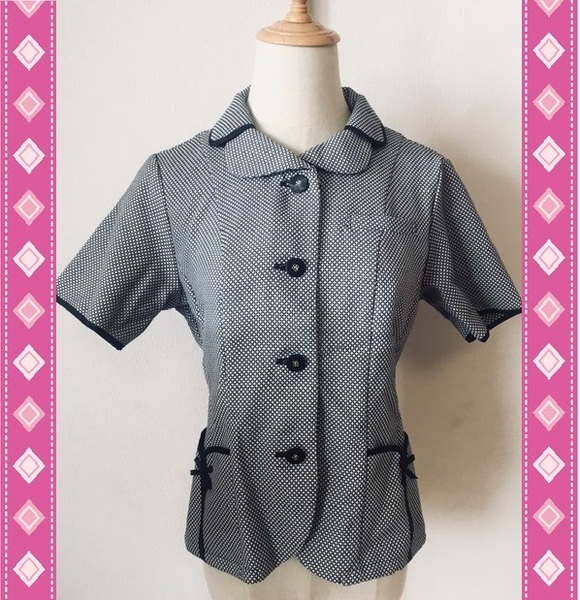 ※Aランク※【中古】FOLK_7号_オーバーブラウス/FB71009/半袖シャツ/フォーク/かわいいOL会社制服/おしゃれ事務服