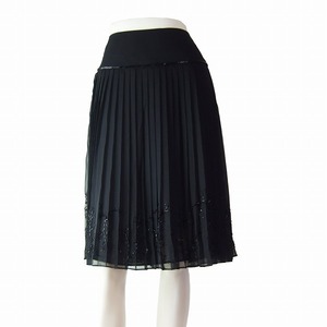  as good as new /TED BAKER/ black /.. black biju- embroidery /.. feeling chiffon / beautiful joting pleated skirt /1 number (11 number L corresponding ) spring summer autumn / lady's 