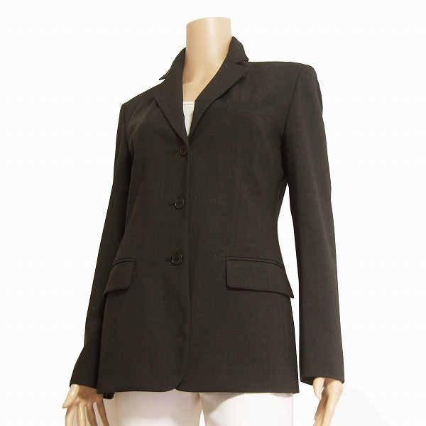 A美品/カルバンクライン Calvin Klein 大人な美形ジャケット 表記6号(11号/L相当) 黒/ブラック ウール100% 秋冬向け アウター レディース