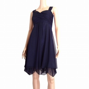 M as good as new /She's Roppongi beautiful . party dress inscription 38 number (M corresponding ) navy blue / navy chiffon material lame .. feeling wedding two next . spring summer autumn winter lady's 