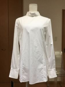 Tver Saint Laurent( Yves Saint-Laurent ) white long sleeve deformation shirt blouse 36 tag equipped stand-up collar 