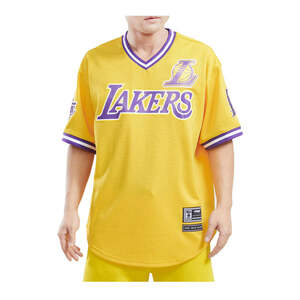 BF85)PRO STANDARD Los Angeles Lakers VネックジャージTシャツ/黄色/XL/ロサンゼルス・レイカーズ/HIPHOP