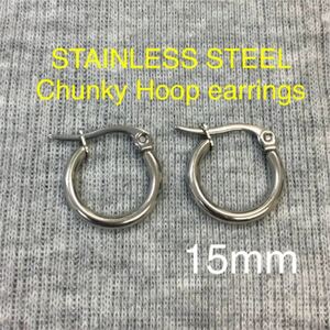 Hoop earrings Silver チャンキーフープピアス 両耳ペア 15mm