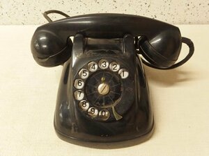 0520110s[ Japan electric corporation 4 number AP desk telephone machine ] Showa Retro / black telephone / junk * operation unknown therefore / whole size *19.5×24×H14cm degree 