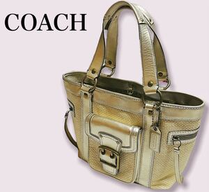 COACH トートバッグ K-113 ゴールド レガシーストロートート カゴバッグ