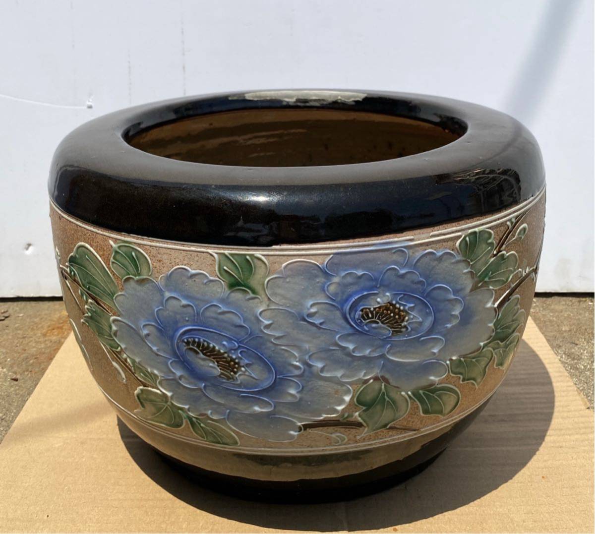 激安大特価! 骨董 火鉢 大型 木枠付 メダカ 睡蓮 テーブル fawe.org