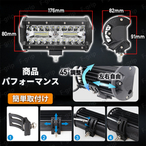 LEDワークライト 作業灯 120w ホワイト 投光器 前照灯 トラック SUV ランクル ジムニー デリカ 充電式 デッキ 240w 24000LM ２個 12v 24v_画像4