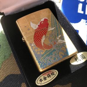 ●新品/廃番品●本金の 昇鯉 蒔絵モデル!和柄は龍虎以外も!ユニットもゴールド! ジッポーライター mercismith2zippo 2LAG-CARP/金箔