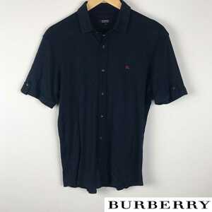 美品 BURBERRY BLACK LABEL 半袖シャツ ネイビー サイズ2 返品可能 送料無料