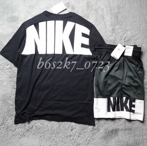 新品 正規品 サイズ2XL(XXL) NIKE ナイキ 上下 セットアップ 黒 白 ビッグロゴ 半袖 Tシャツ ブラック グレー ハーフパンツ DRI-FIT