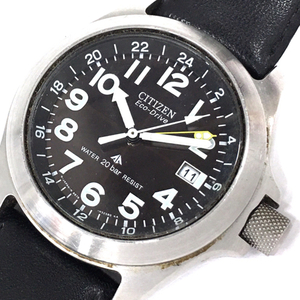 シチズン エコドライブ ソーラー 腕時計 B876－H19187 ブラック文字盤 未稼働 社外ベルト CITIZEN QT053-275