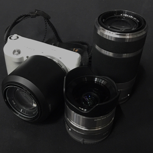SONY NEX-F3 E 3.5-5.6/18-55 OSS 4.5-6.3/55-210 WIDE CONVERTER X0.75 ミラーレス一眼 カメラ レンズ C4352