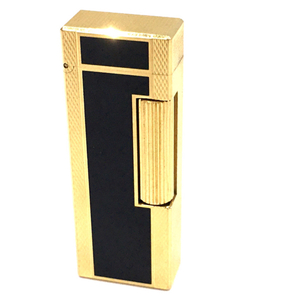 1円 ダンヒル ローラー ガスライター 喫煙具 スクエア ゴールド金具 × ブラック 約6.3×2.3cm dunhill