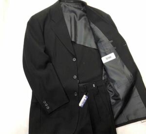 【ウール100%礼服★Y7】新品タグ付き　3つボタンシングルスーツ 漆黒フォーマル 2タック アジャスター　礼服買うならここ