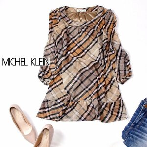 ☆☆ 美品 MICHEL KLEIN ミッシェルクラン ☆☆ 大人可愛い シフォンチュニック 38号 春 夏 22A05