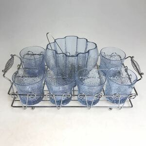 KURATA CRAFT GLASS クラクラフトグラス 酒器セット ロックグラス（6客） アイスペール ネオジム・ガラス トレー付き （0519外棚）