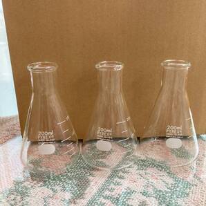 格安 三角フラスコ 200mL PYREX IWAKI GLASS UNDER LIC. 3個入 1箱 未使用