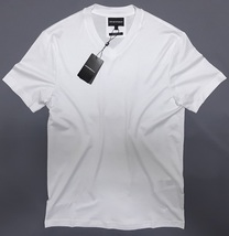 [新品] EMPORIO ARMANI　定番無地となる、ジャージ素材の【メンズ・半袖Tシャツ】◆2021-22年秋冬モデル　サイズ：M(48相当)　◆色：白_画像1