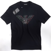 [新品] EMPORIO ARMANI　ビッグイーグルロゴ入り【メンズ・ジャージ半袖Tシャツ】 ◆2021年春夏モデル　サイズ：M(48相当)　◆色：黒 _画像1