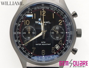 【値下げ交渉可】ウィリアムエル 1985 ヴィンテージスタイル 黒 SS クロノ 男 腕時計 WLIB01NRMMN 未使用品【質屋出店】