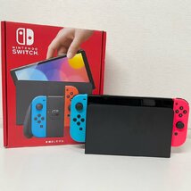 任天堂 Nintendo Switch 有機ELモデル HEG-S-KABAA 中古 極美品 保証期間有 付属品完備 ニンテンドー スイッチ 本体 ブルー レッド (I)_画像1