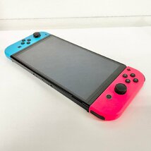 任天堂 Nintendo Switch 有機ELモデル HEG-S-KABAA 中古 極美品 保証期間有 付属品完備 ニンテンドー スイッチ 本体 ブルー レッド (I)_画像3