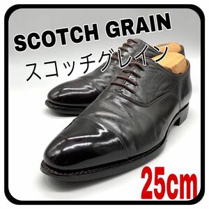 SCOTCH GRAIN スコッチグレイン ドレスシューズ キャップトゥ ストレートチップ ビジネス レザー ブラウン 茶 25cm 革靴 シューズ メンズ