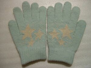  Kids gloves star pattern length 16.5× width 9.5cm light blue for children gloves pastel color 