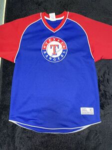 ゆうパック匿名送料無料 MLB メジャーリーグ テキサスレンジャース 半袖シャツ TRUE FAN製 Mサイズ ブルー レッド 青 赤
