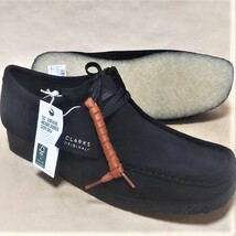 UK8.0 クラークスワラビーロー CLARKS WALLABEE-Lo 黒スエード 替ヒモ付_画像2