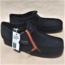 UK7.0 クラークスワラビーロー CLARKS WALLABEE-Lo 黒スエード 替ヒモ付_画像1