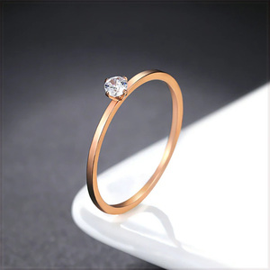 [RING] 14K 585 Rose Gold Plated φ3mm ブリリアント キュービックジルコニア ローズピンクゴールド 1mm スリム リング 16号 【送料無料】