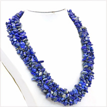 [NECKLACE] Lapis Lazuli Stone ブルー ラピスラズリ ストーン イレギュラー チップ 450mm ショート チョーカー ネックレス 【送料無料】_画像2