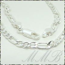 [NECKLACE] 925 Sterling Silver Plated スリム フィガロ チェーン シャイニング シルバー ネックレス 3.8x710mm (13g) 【送料無料】_画像2