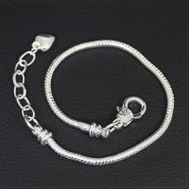 [BRACELET] Silver Plated Snake Chain DIY ハートチャーム エクステチェーン スネークチェーン ブレスレット φ2.7x190mm 【送料無料】_画像1