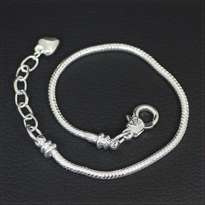 [BRACELET] Silver Plated Snake Chain DIY ハートチャーム エクステチェーン スネークチェーン ブレスレット φ2.7x190mm 【送料無料】