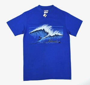 DEAD STOCK USA製 1980s HANES HAWAII SURF S/S Tee S Blue ヴィンテージ半袖Tシャツ ハワイ サーフ サーフィン ブルー