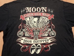 MOON Equipped 古着 Tシャツ M★スカル バイカー モーターサイクル系★ムーンアイズ★a