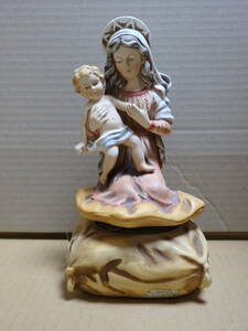 オルゴール聖母子像（聖母マリアに幼子イエス）／アンティーク ヴィンテージ キリスト教 聖母 マリア イエスキリスト アヴェマリア