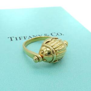 Чрезвычайно редкие товары Tiffany &amp; Co. Tiffany Yellow Gold Scalaba Ring 11 K18 750 Кольцо Вращение LL54