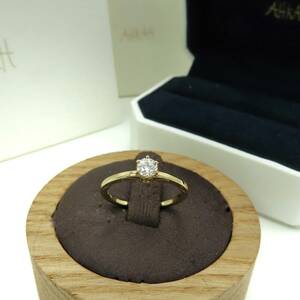  unused rare AHKAH Ahkah diamond wedding Gold ring ring 0.2ct 8 number PEMErumiela sleigh tail K18 LL73