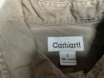 ☆US古着 Carhartt カーハート 綿シャツ 厚手 ポケット カーキ深緑【L】　　　　　◆3424◆_画像4