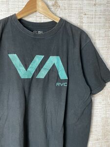 ☆ビッグサイズ US古着 RVCA ルーカ プリント 半袖 Tシャツ ブラック黒【XL】コットン　　　　　◆3432◆