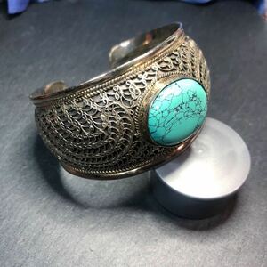 Vintage Silver Cuff Bangle 925 navajo インディアンジュエリー ナバホ族 ボーンカフ