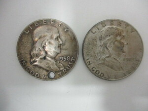 6458ｈ 外国銭 アメリカ LIBERTY リバティ コイン HALF DOLLAR 1949、1958年 2枚セット